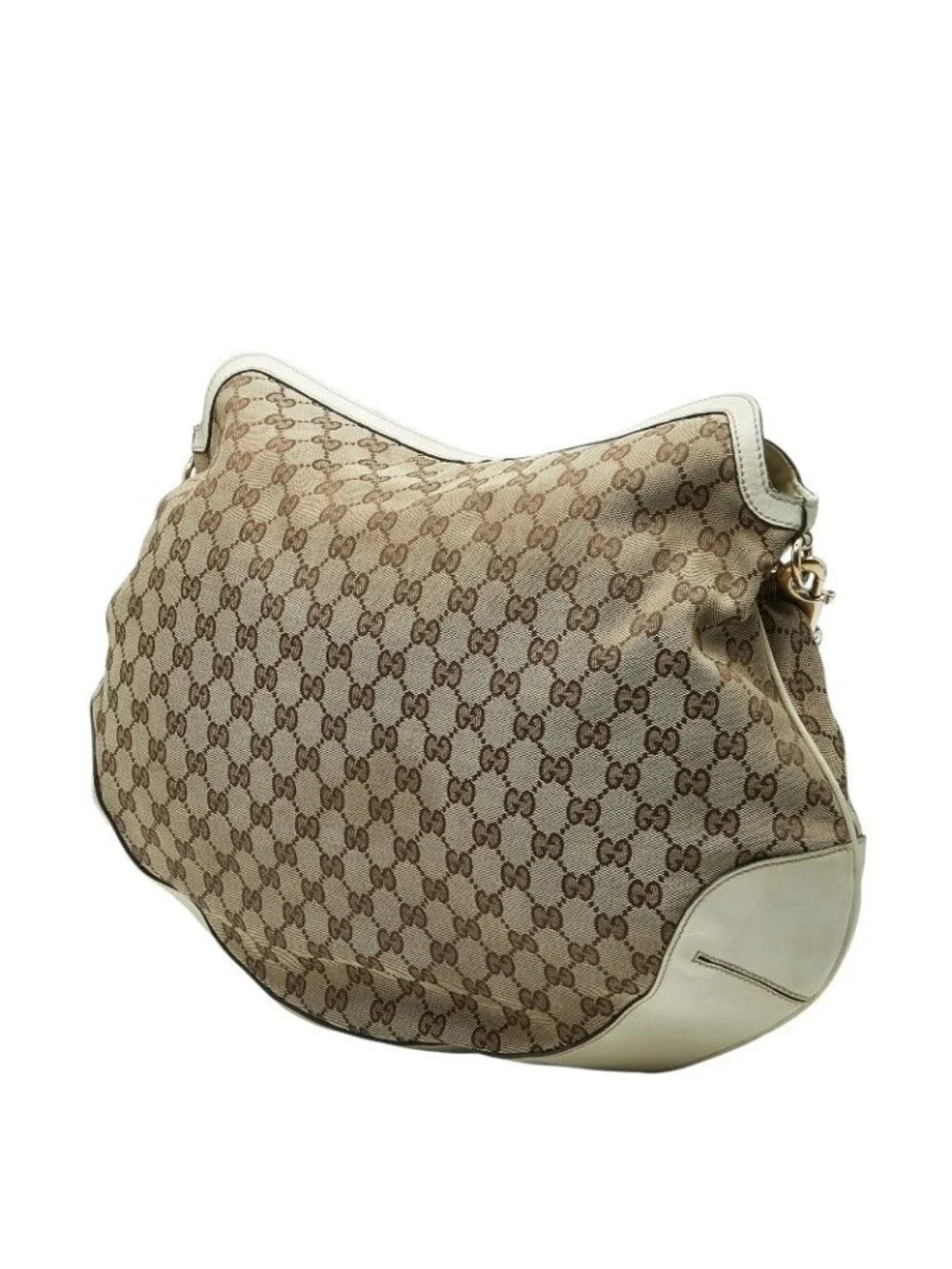 Gucci Shoulder Bag Beige Ivory Canvas Leather - Picture 2 of 8